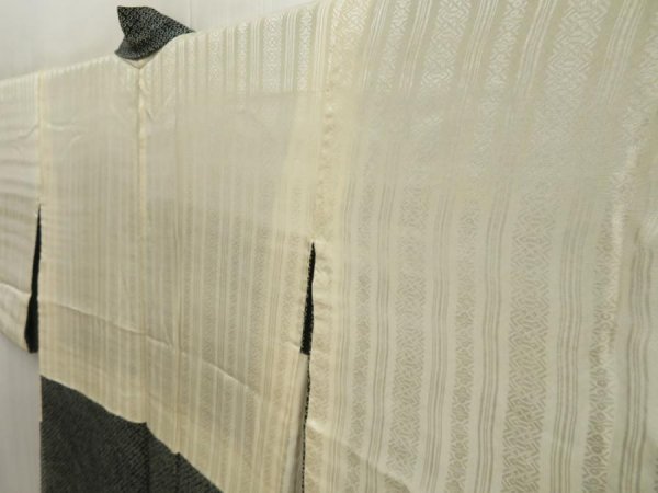 Photo8: 5803T03z440 Vintage Japanese Kimono Silk SHIBORI HAORI Flower Black (8)