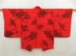 Photo1: 5803T05z570 Vintage Japanese Kimono Silk HAORI Flower Tomato red (1)