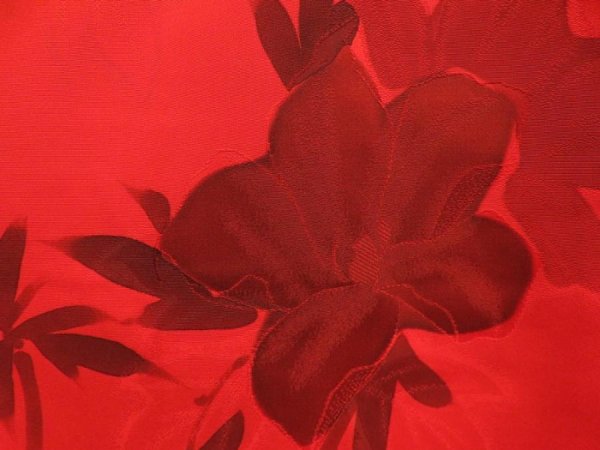 Photo4: 5803T05z570 Vintage Japanese Kimono Silk HAORI Flower Tomato red (4)