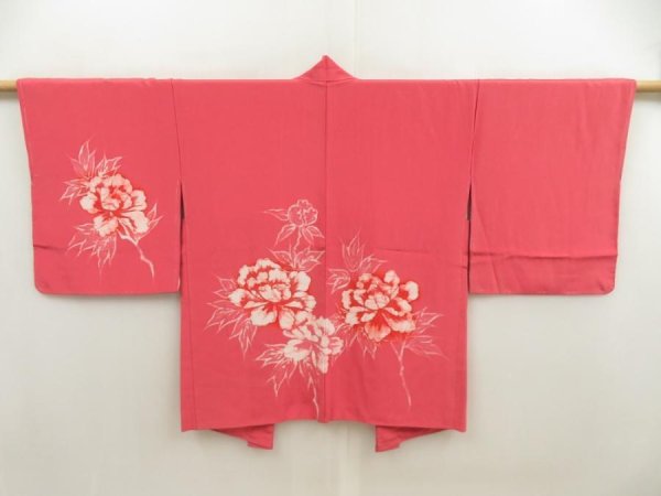 Photo1: 5803T07z550 Vintage Japanese Kimono Silk HAORI Flower Pink (1)
