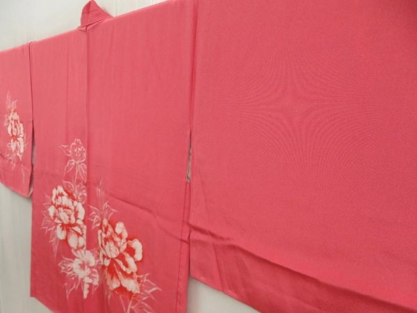 Photo2: 5803T07z550 Vintage Japanese Kimono Silk HAORI Flower Pink (2)