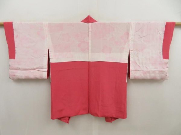 Photo6: 5803T07z550 Vintage Japanese Kimono Silk HAORI Flower Pink (6)