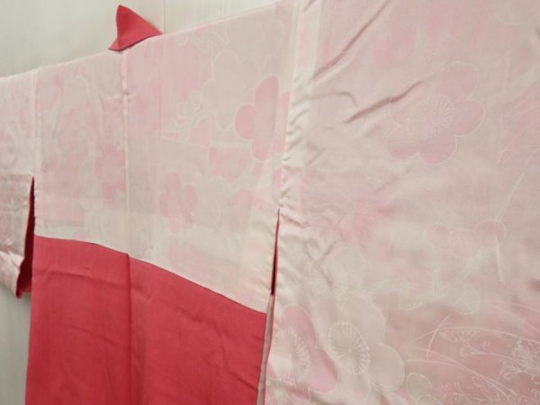 Photo7: 5803T07z550 Vintage Japanese Kimono Silk HAORI Flower Pink (7)