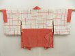 Photo6: 5803T10z490 Vintage Japanese Kimono Silk SHIBORI HAORI Pine Orange-Red (6)