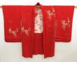 Photo6: 5803T11z590 Vintage Japanese Kimono Silk LONG HAORI Flower Dark red (6)