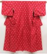Photo1: 5803T12z720 Vintage Japanese Kimono Silk TSUMUGI  Red-Pink (1)