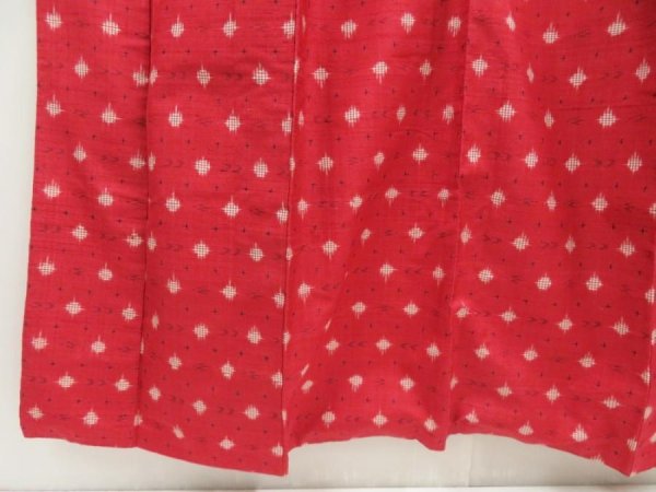 Photo4: 5803T12z720 Vintage Japanese Kimono Silk TSUMUGI  Red-Pink (4)