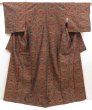 Photo1: 5803T13z840 Vintage Japanese Kimono Silk TSUMUGI  Dark red (1)