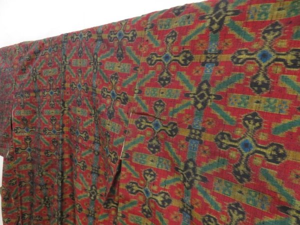 Photo2: 5803T13z840 Vintage Japanese Kimono Silk TSUMUGI  Dark red (2)