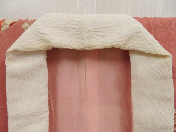 Photo6: 5806T02z480 Vintage Japanese Kimono Silk JUBAN Flowers Ash rose (6)