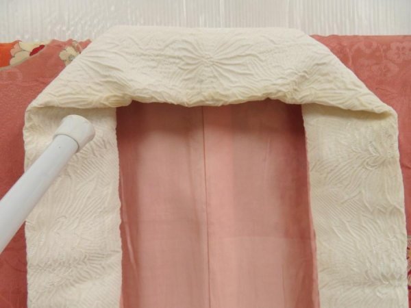 Photo7: 5806T02z480 Vintage Japanese Kimono Silk JUBAN Flowers Ash rose (7)