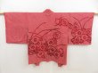 Photo1: 5806T03z390 Vintage Japanese Kimono Silk SHIBORI HAORI Flower Dark red (1)