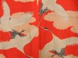 Photo3: 5806T04z390 Antique Japanese Kimono Silk JUBAN Flying crane Tomato red (3)