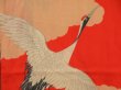 Photo4: 5806T04z390 Antique Japanese Kimono Silk JUBAN Flying crane Tomato red (4)