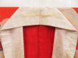 Photo8: 5806T04z390 Antique Japanese Kimono Silk JUBAN Flying crane Tomato red (8)