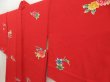 Photo2: 5806T06z520 Vintage Japanese Kimono Silk HAORI Flower Dark red (2)