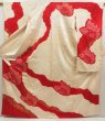 Photo1: 5806T09z1040 Vintage Japanese Kimono Silk FURISODE Butterfly Dark red (1)