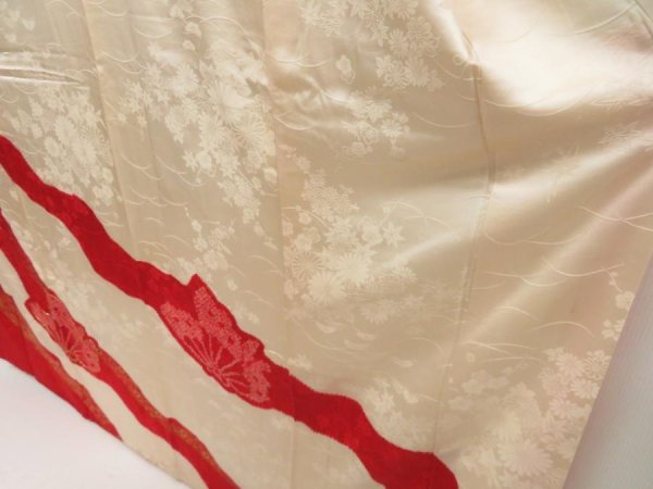 Photo4: 5806T09z1040 Vintage Japanese Kimono Silk FURISODE Butterfly Dark red (4)