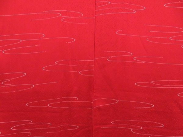 Photo3: 5806T11z550 Vintage Japanese Kimono Silk HAORI Stream Dull red (3)