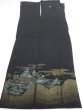 Photo7: 1G01z250  Japanese Kimono Silk  FABRIC Scenery Black 61.0x28.3 (7)