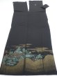 Photo8: 1G01z250  Japanese Kimono Silk  FABRIC Scenery Black 61.0x28.3 (8)