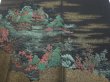 Photo1: 1G02z270  Japanese Kimono Silk  FABRIC Scenery Black 61.4x28.3 (1)