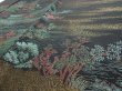 Photo2: 1G02z270  Japanese Kimono Silk  FABRIC Scenery Black 61.4x28.3 (2)