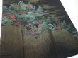 Photo4: 1G02z270  Japanese Kimono Silk  FABRIC Scenery Black 61.4x28.3 (4)
