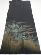 Photo7: 1G02z270  Japanese Kimono Silk  FABRIC Scenery Black 61.4x28.3 (7)