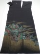 Photo8: 1G02z270  Japanese Kimono Silk  FABRIC Scenery Black 61.4x28.3 (8)