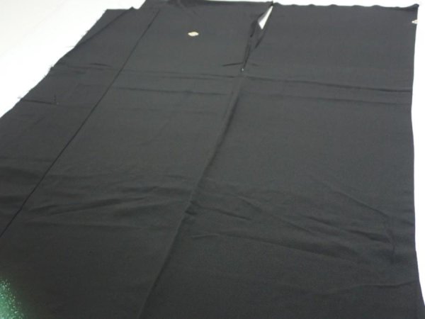 Photo5: 1G01z250  Japanese Kimono Silk  FABRIC Wave Black 60.6x29.5 (5)
