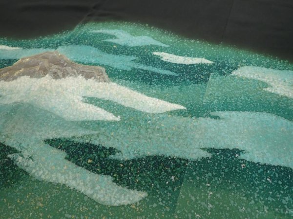 Photo2: 1G02z250  Japanese Kimono Silk  FABRIC Wave Black 61.0x30.3 (2)