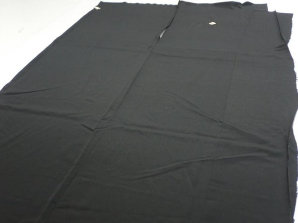 Photo5: 1G02z250  Japanese Kimono Silk  FABRIC Wave Black 61.0x30.3 (5)