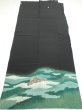 Photo7: 1G02z250  Japanese Kimono Silk  FABRIC Wave Black 61.0x30.3 (7)