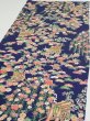 Photo3: 1G01z70  Japanese Kimono Silk  FABRIC Flowers Navy 48.0x14.2 (3)