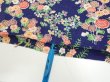 Photo6: 1G04z100  Japanese Kimono Silk  FABRIC Flowers Navy 68.5x14.0 (6)
