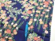 Photo7: 1G04z100  Japanese Kimono Silk  FABRIC Flowers Navy 68.5x14.0 (7)