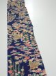 Photo3: 1G08z50  Japanese Kimono Silk  FABRIC Flowers Navy 60.6x7.5 (3)