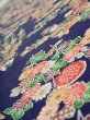 Photo4: 1G08z50  Japanese Kimono Silk  FABRIC Flowers Navy 60.6x7.5 (4)
