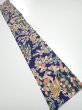 Photo5: 1G08z50  Japanese Kimono Silk  FABRIC Flowers Navy 60.6x7.5 (5)
