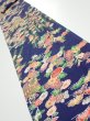 Photo1: 1G09z50  Japanese Kimono Silk  FABRIC Flowers Navy 81.9x6.5 (1)