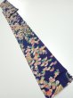 Photo5: 1G09z50  Japanese Kimono Silk  FABRIC Flowers Navy 81.9x6.5 (5)