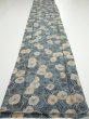Photo5: 1G06z90  Japanese Kimono Silk  FABRIC Plum branch Blue-Gray 70.1x15.0 (5)
