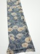 Photo2: 1G08z40  Japanese Kimono Silk  FABRIC Plum branch Blue-Gray 61.0x7.5 (2)