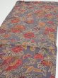 Photo3: 1G01z70  Japanese Kimono Crepe Silk  FABRIC Flowers Purple-Gray 42.9x14.0 (3)