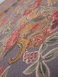 Photo4: 1G01z70  Japanese Kimono Crepe Silk  FABRIC Flowers Purple-Gray 42.9x14.0 (4)