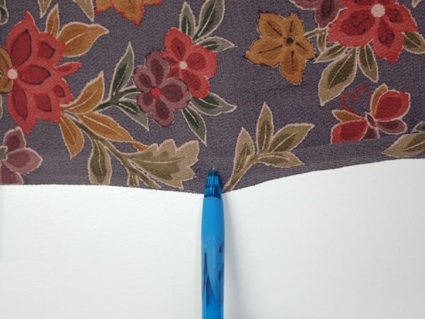 Photo6: 1G02z70  Japanese Kimono Crepe Silk  FABRIC Flowers Purple-Gray 42.9x14.0 (6)