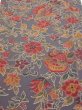 Photo1: 1G05z100  Japanese Kimono Crepe Silk  FABRIC Flowers Purple-Gray 66.9x14.2 (1)