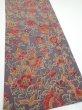 Photo2: 1G05z100  Japanese Kimono Crepe Silk  FABRIC Flowers Purple-Gray 66.9x14.2 (2)