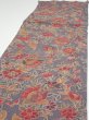 Photo3: 1G05z100  Japanese Kimono Crepe Silk  FABRIC Flowers Purple-Gray 66.9x14.2 (3)